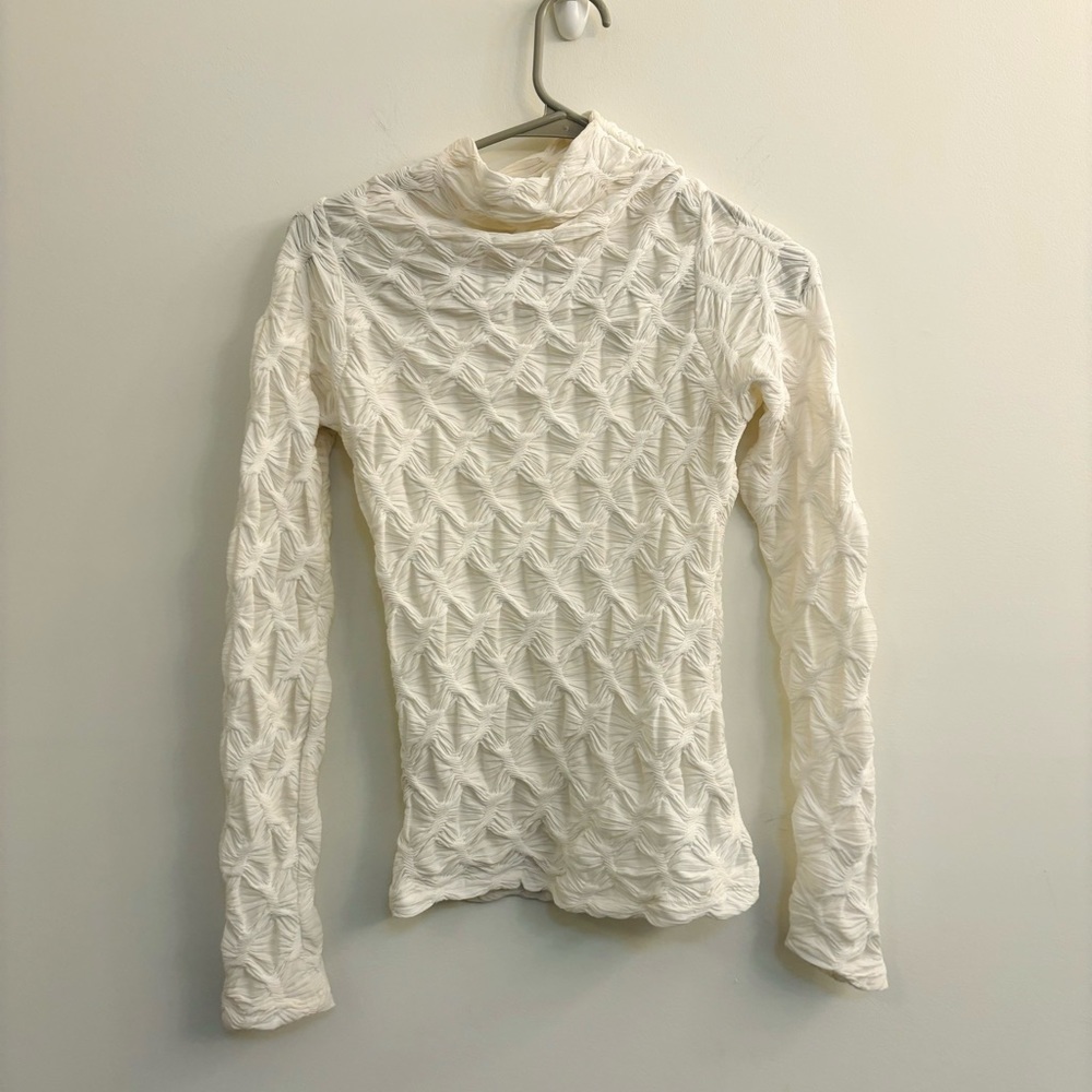 Anthropologie Long Sleeve Mock Neck Textured Top Size: XS - Picture 5 of 9